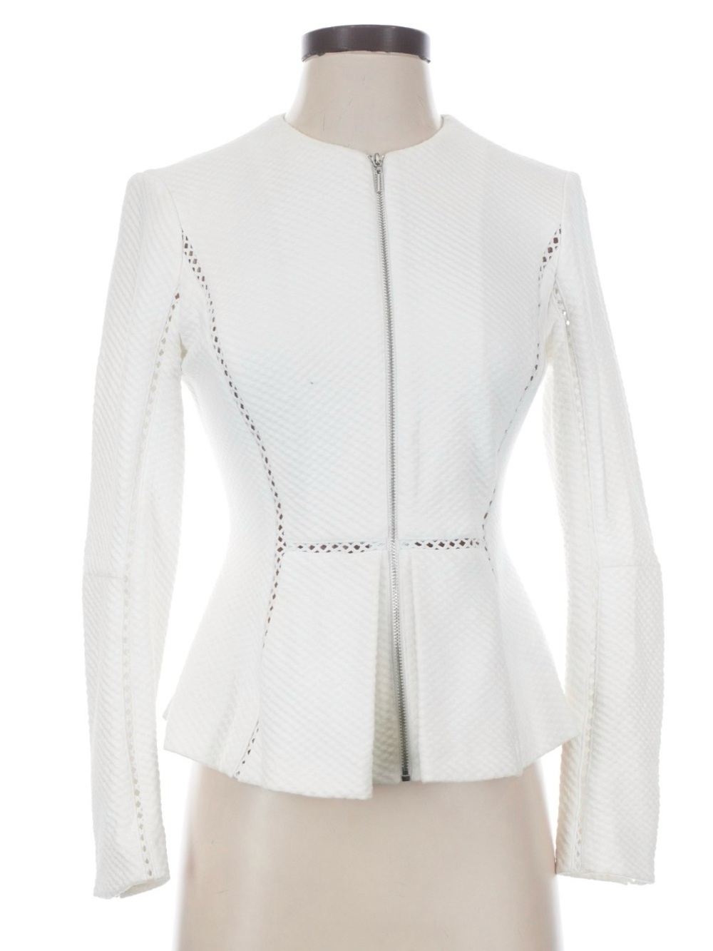 Rebecca Taylor White Peplum Zip-Front Jacket NWT